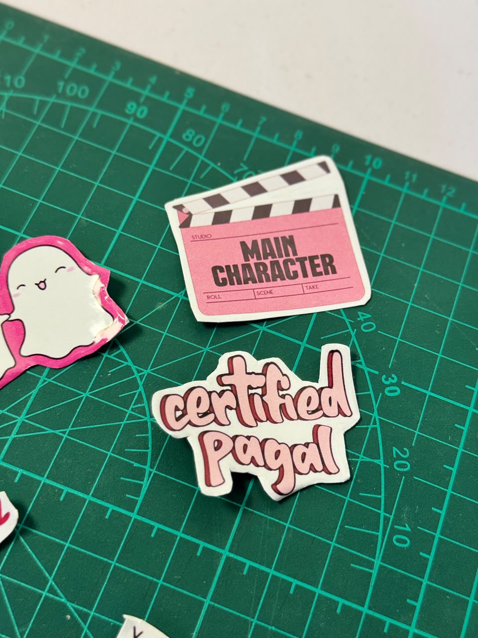 Close-up of custom die-cut stickers thumbnail