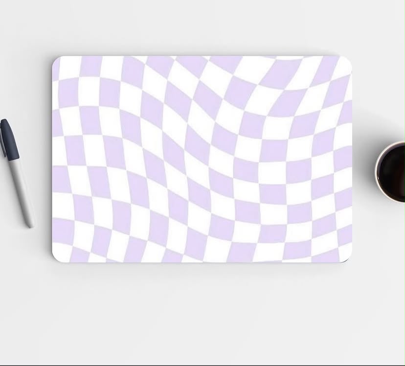 Lavender and white wavy checkerboard Laptop Skin thumbnail