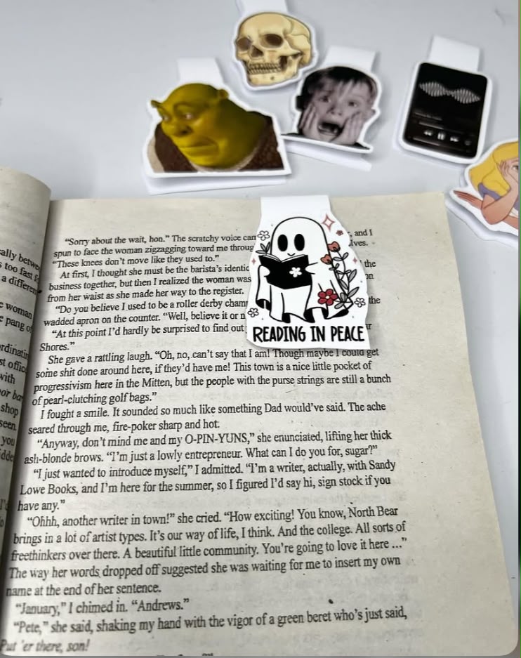 Reading in Peace ghost magnetic bookmark thumbnail